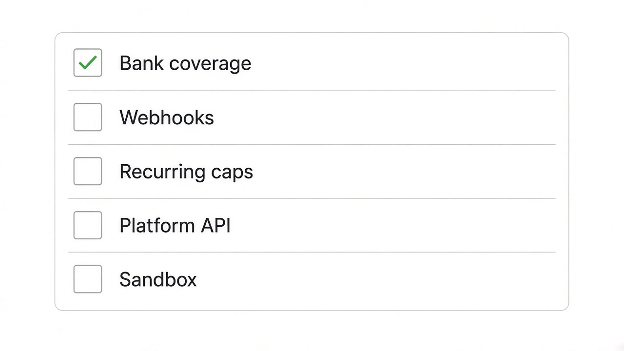 Open banking provider checklist for sports club treasurers and league platforms