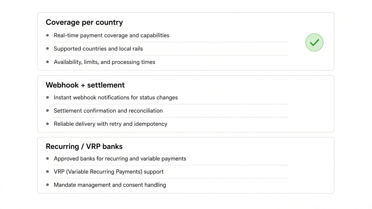 Pay by bank provider evaluation checklist for TrueLayer Pay by Bank funding context